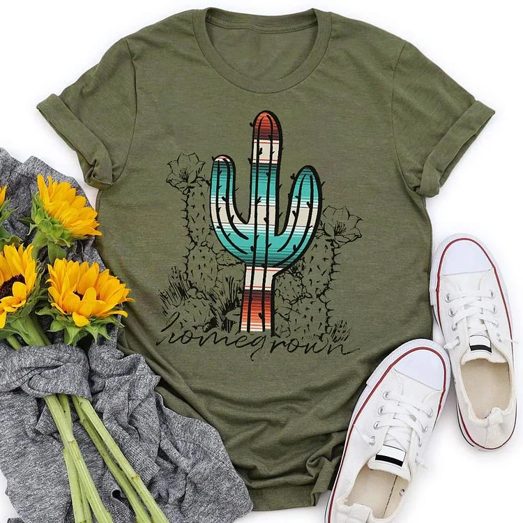 Striped Cactus T-shirt Tee-05765