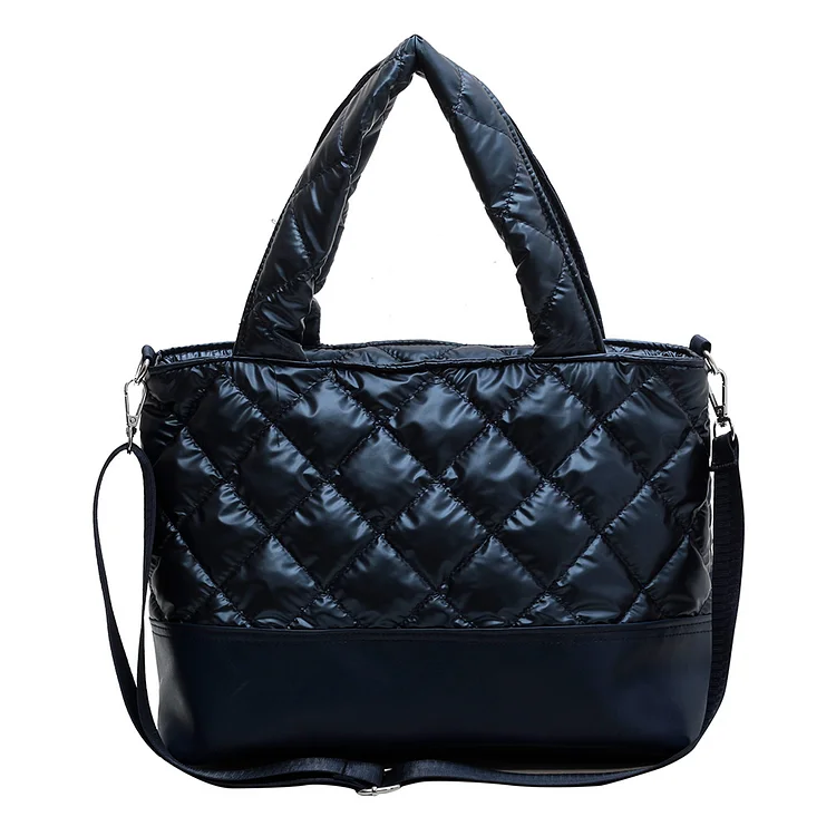 Fashion Handbag Autumn Crossbody Bags Large Quilted Padded Cotton Totes (Blue)