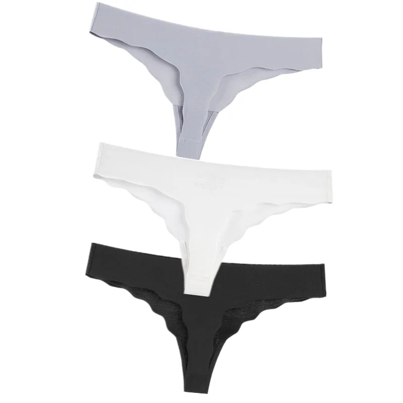 Hot 3Pcs Sexy G String & Thongs Women's Set Panties Solid Female Underwear Mid-Rise Silky Ladies Briefs Comfort Seamless Panties