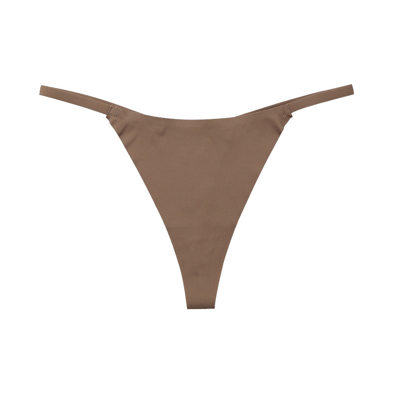 Lidudu Women Seamless Underpants Ice Silk Thongs Sexy Low Waist Bikini T-back Female Solid Color Traceless G-String Panties