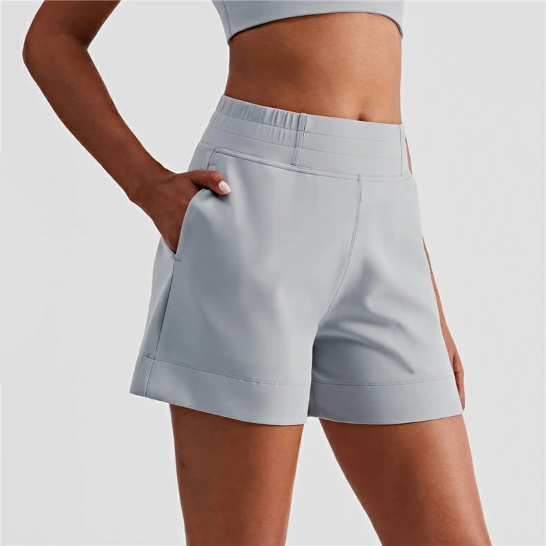 Rhino Gray women's nylon gym shorts at Hergymclothing sportswear online shop