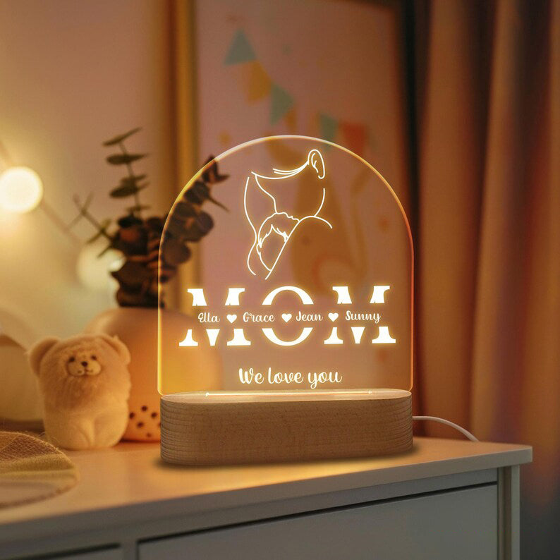 Loveyoufancy Custom Family Name Night Light for Mom,Gift for Mom