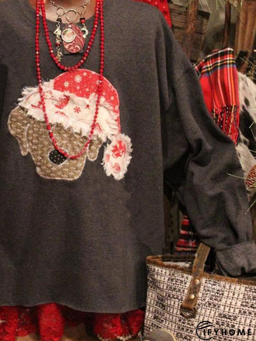 Crew Neck Long Sleeve Animal Shift Sweatshirts | IFYHOME