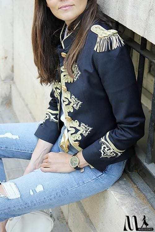 MidiSono - Embroider Short Coat