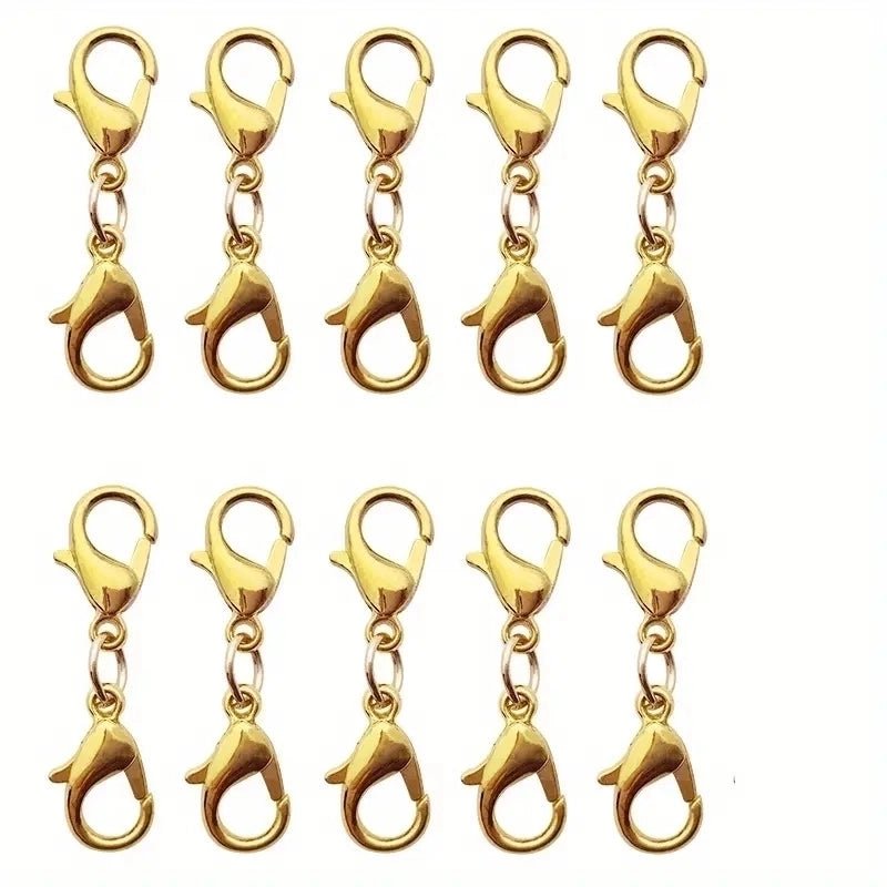 10 Pieces 4 Pieces Diameter 7 Mm Hole 1~1.9mm 201 Stainless Steel Gold Plated Solid Color Lobster Clasp Jewelry Accessories