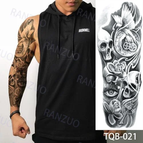 Waterproof Temporary Tattoo Stickers Skeleton Skull Tatoo Temporary Tattoos Men Fake Tattoo Woman Art Waterproof Tattoo Stickers