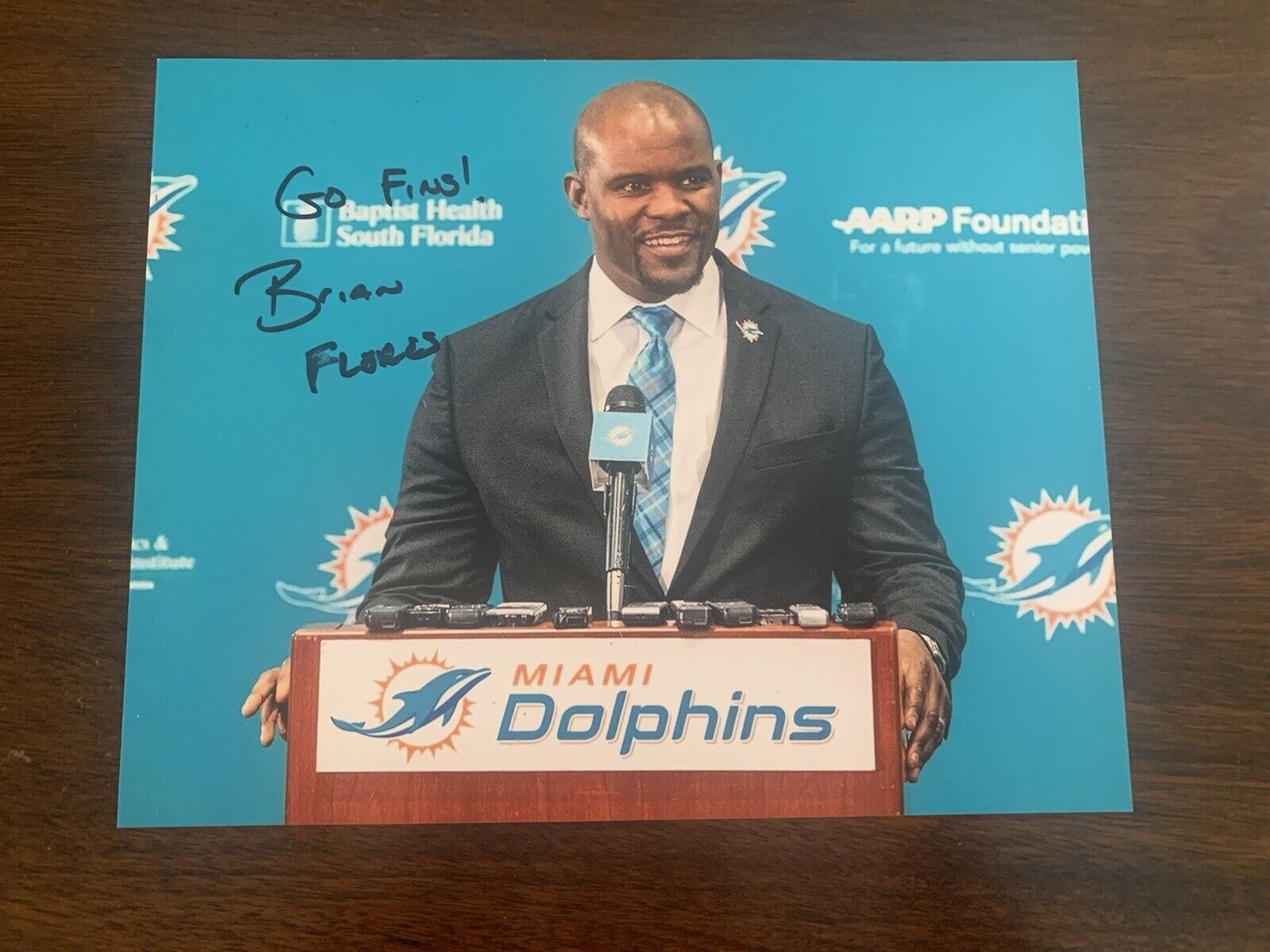 Brian Flores Signed 8x10 Photo Poster painting Miami Dolphins Head Coach Autographed