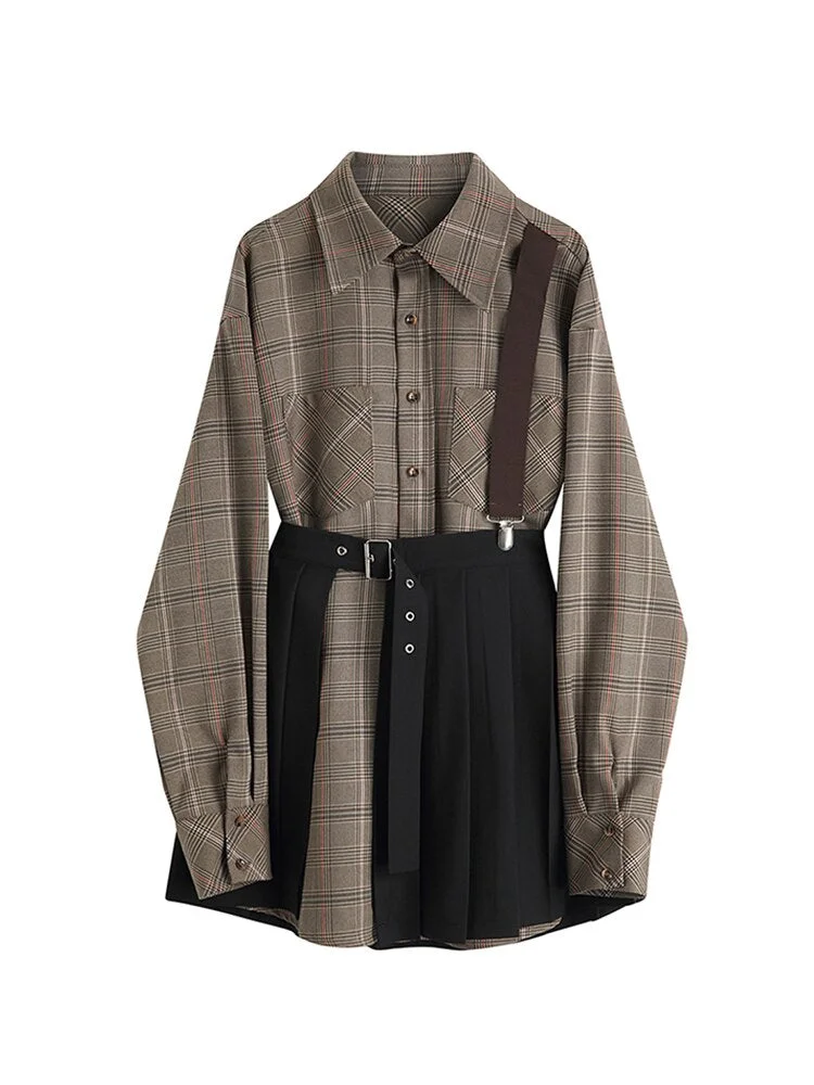 2021 Autumn Winter Fashion Patchwork Dress Women's Long Sleeve Elegant Vintage Plaid ins Street Korean Black Skirt Woman Chic