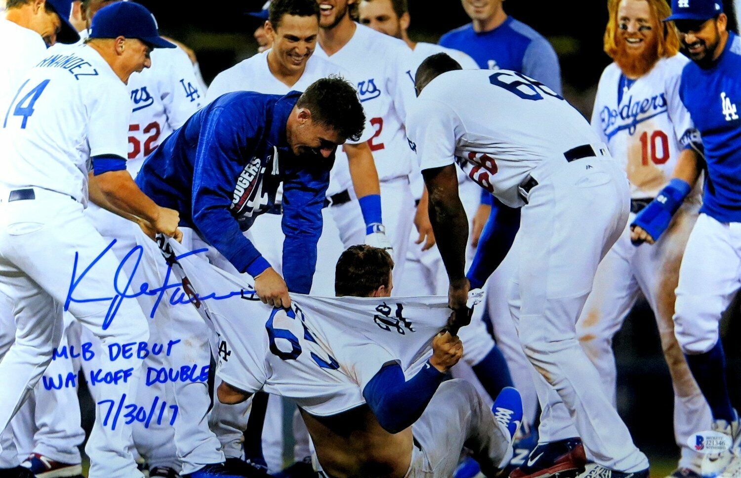 Kyle Farmer Autographed 11X17 Photo Poster painting Dodgers Debut Walk-Off Double