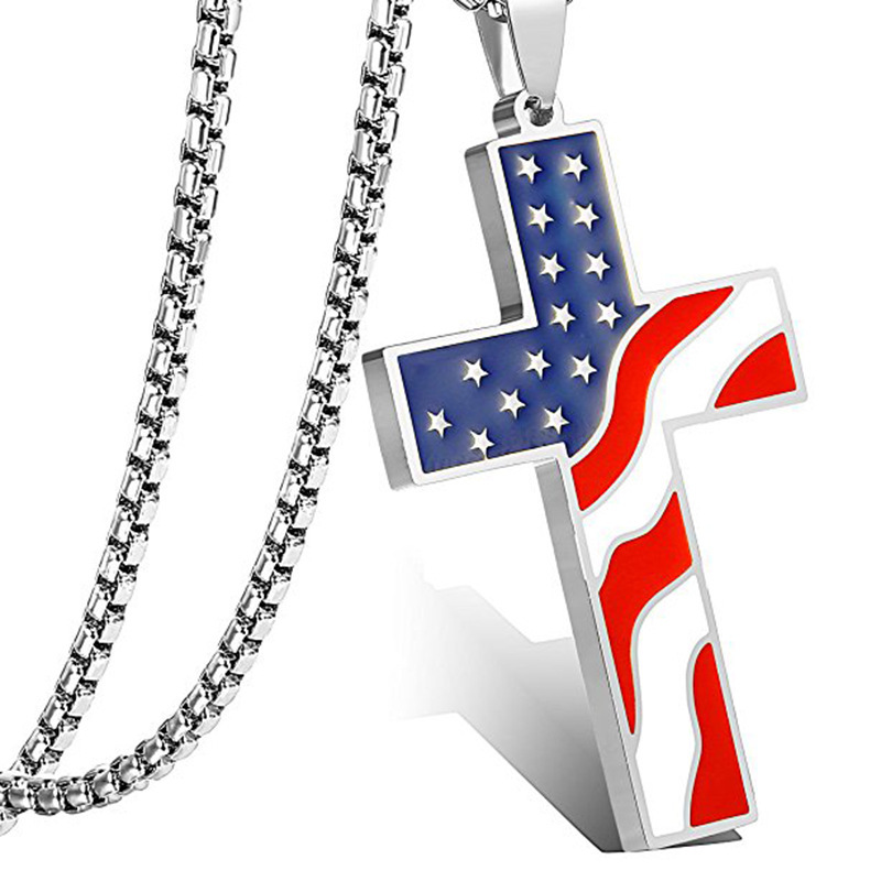 Independence Day Cross Pendant Earrings Couple Jewelry Suit