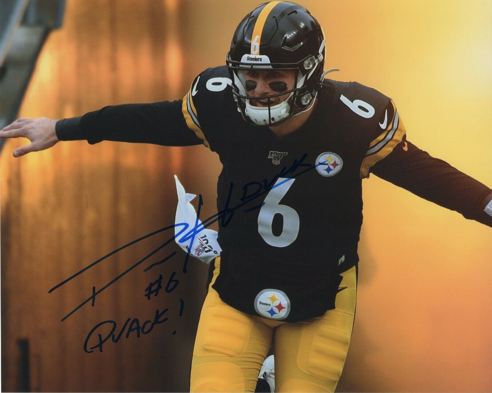 DEVLIN DUCK HODGES SIGNED AUTOGRAPH PITTSBURGH STEELERS 8X10 Photo Poster painting PROOF