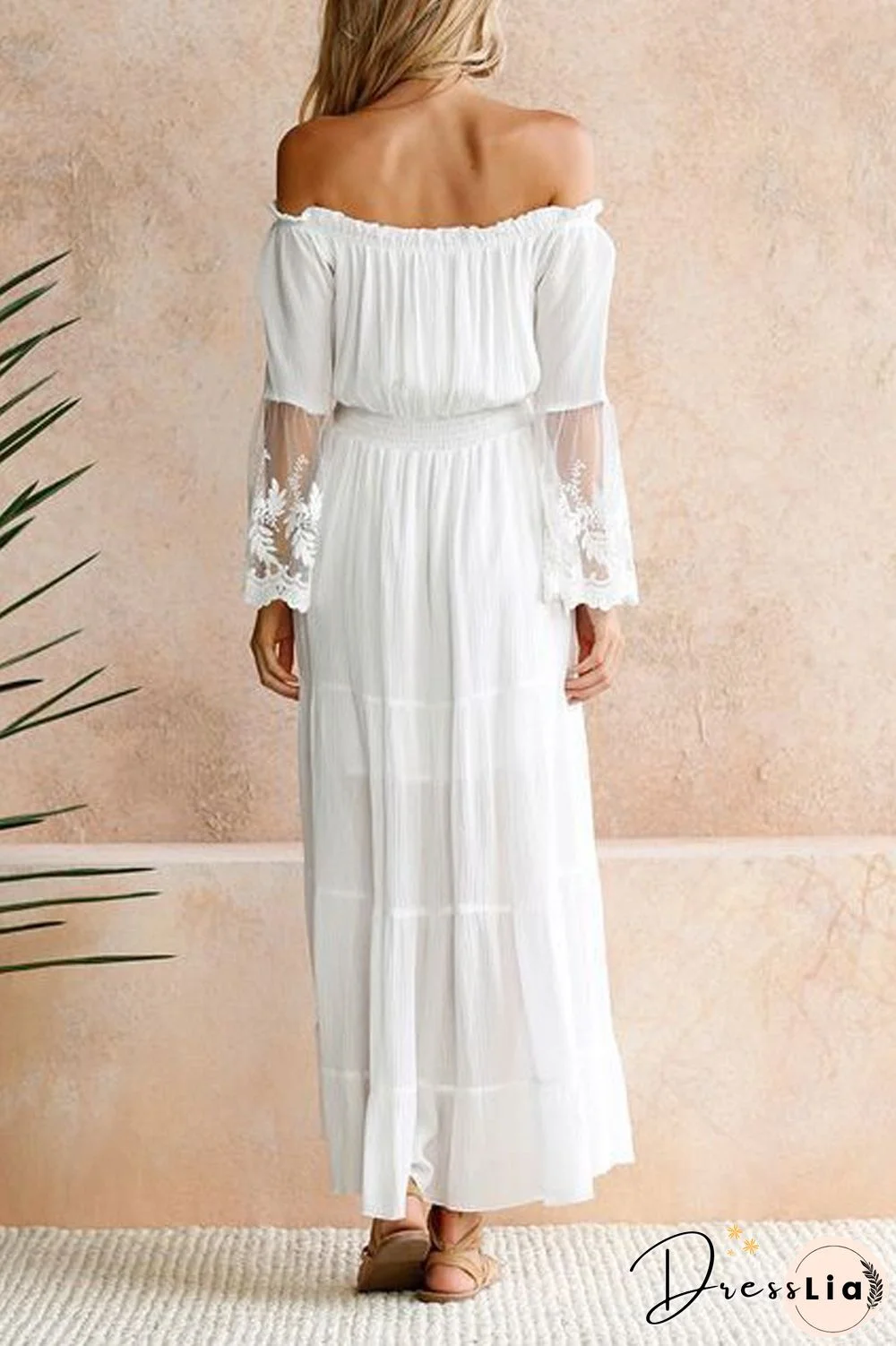 Off The Shoulder Lace Patchwork Dress