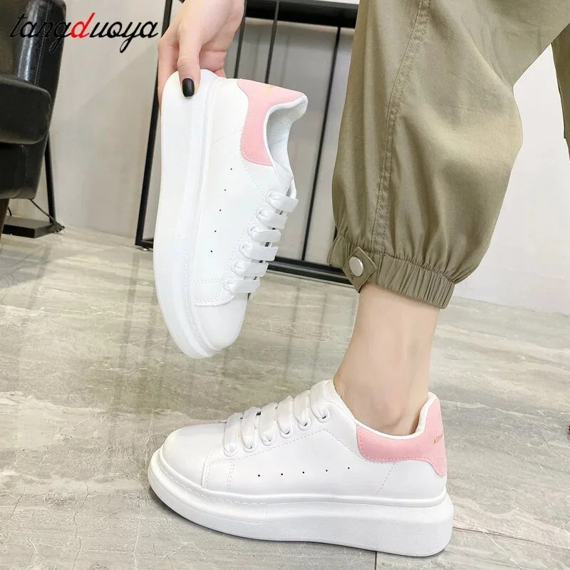 Breakj Women Causal Shoes Brand Spring Designer Wedges White Sneakers Platform Tenis Feminino Trainers Female Walking Vulcanized Shoes