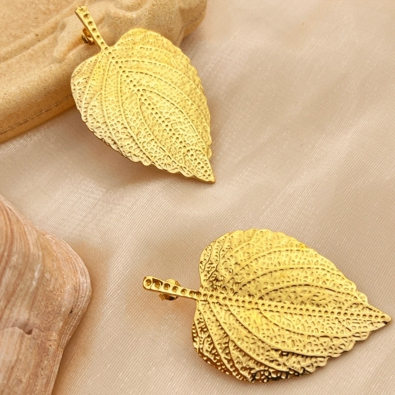 1 Pair Minimalist Classic Style Maple Leaf Plating 304 Stainless Steel 18K Gold Plated Ear Studs