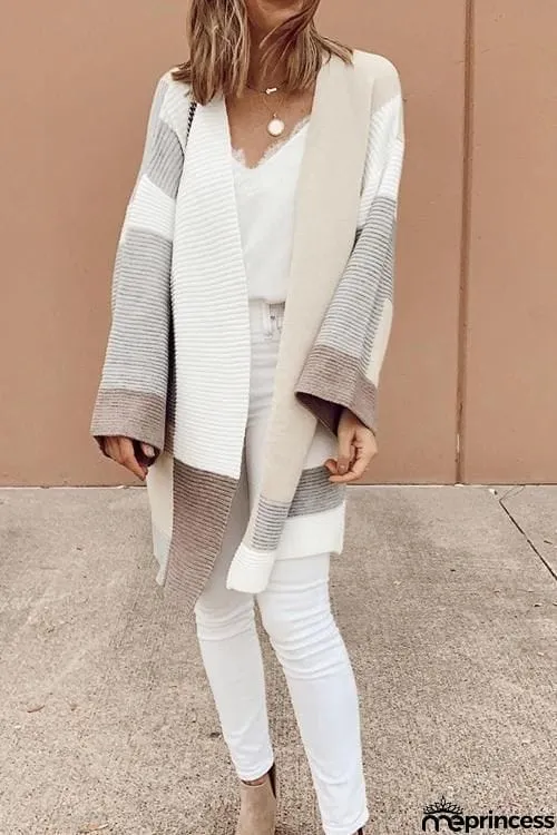 Geometry Color Block Cardigan