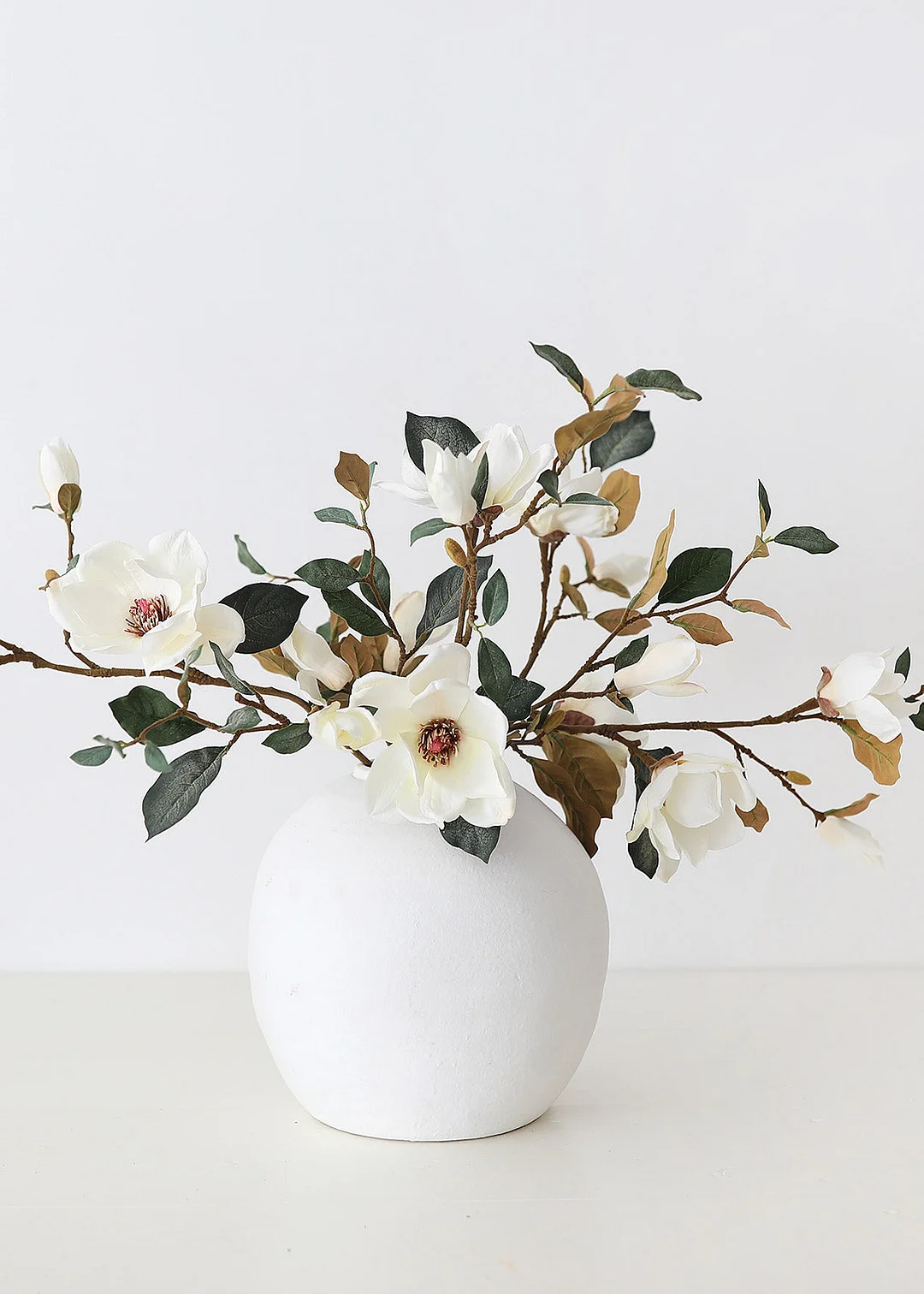 Cream Magnolia Fake Flower Branch - 35"