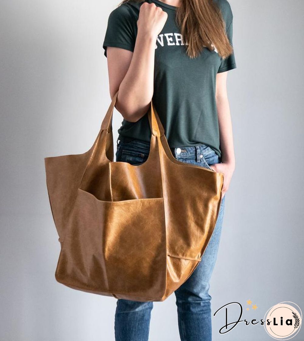 Brown Leather Womens Tote Bags School Handbags
