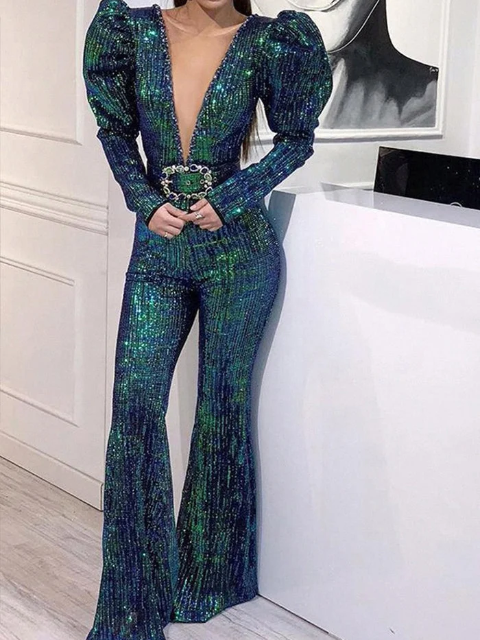 Two-Piece Fashion Lace-Up Long Jumpsuit(with belt)