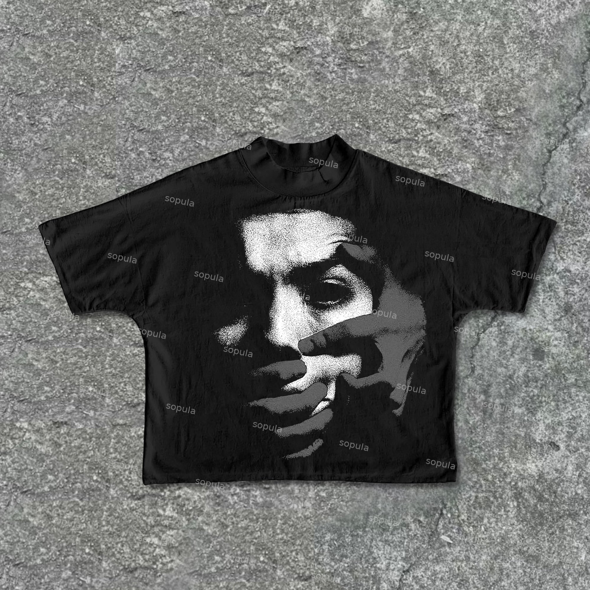 Vintage Fear Portrait Graphic Print Cropped T-Shirts - Sopula｜Premium Graphic Tees & Graphic Clothing