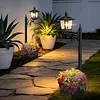 2 In 1 Outdoor Flower Pots Light with Planter Solar Lamp Post Light Freestanding Planters Lamp IP54 Waterproof Decorative Solar Lamp for Terrace Front Pedestrian Hall Decor