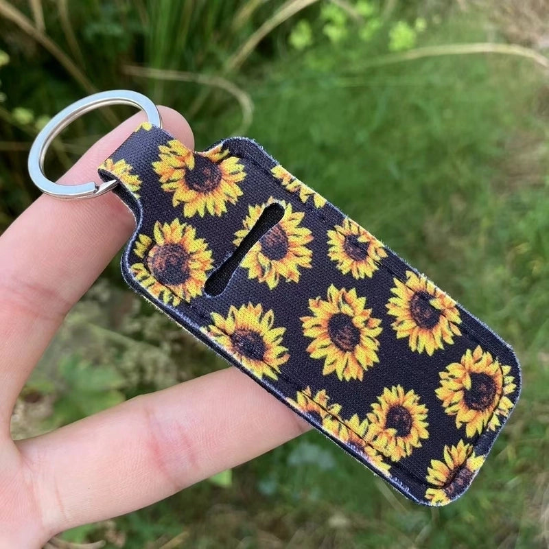 5 Pieces Pastoral Sunflower Lips Leopard Polyester Keychain