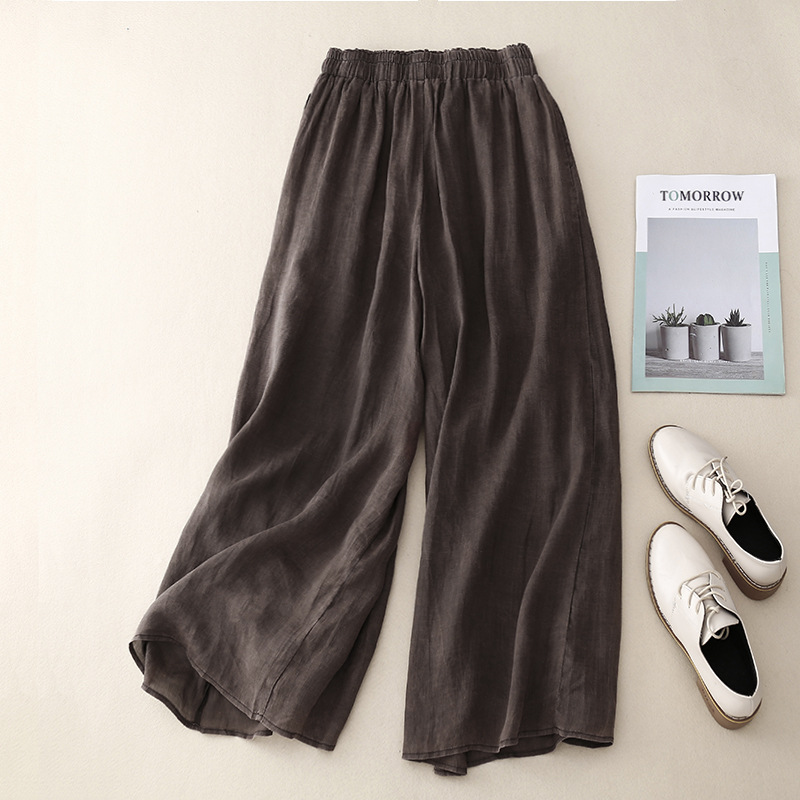 Retro thin and elegant double-layer cropped pants