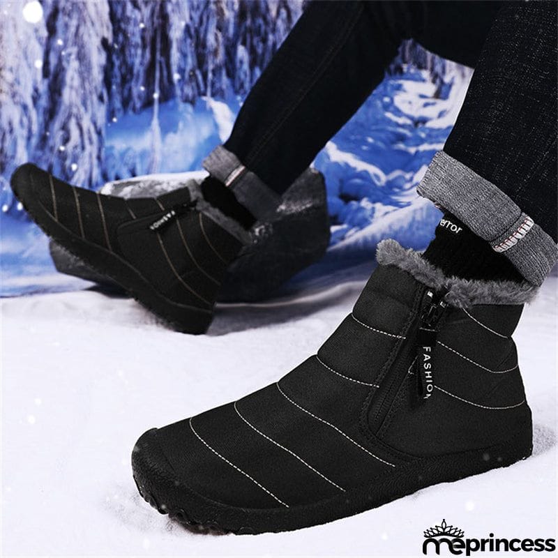 Double Zip Plush Lined Outdoor Ankle Snow Boots for Men