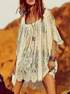 Loose Crochet Long Sleeves Cover-Ups Tops