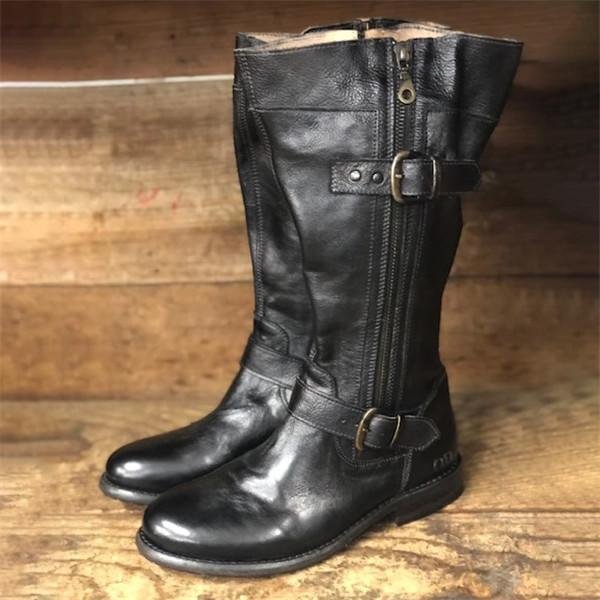 Women's Gogo Lug Black Rustic Wide Calf Boots -boots