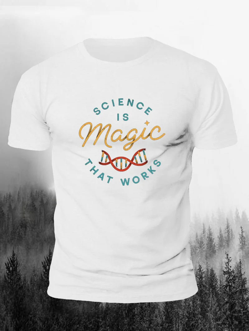 Science Is Magic Print Short Sleeve Men's T-shirts in  mildstyles