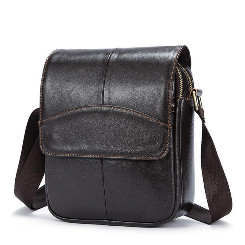 Casual Soft Leather Flip Zipper Shoulder Bag Crossbody Packs