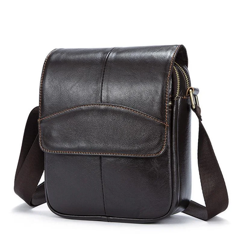 Casual Soft Leather Flip Zipper Shoulder Bag Crossbody Packs