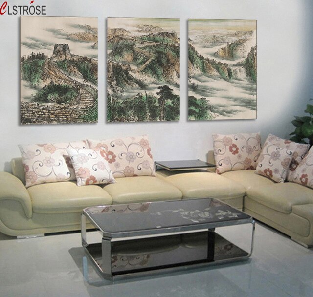 CLSTROSE Cuadros Decoracion Cuadros De Parede 3 Piece Canvas Wall Art Chinese Landscape Painting Great On Home Decoration