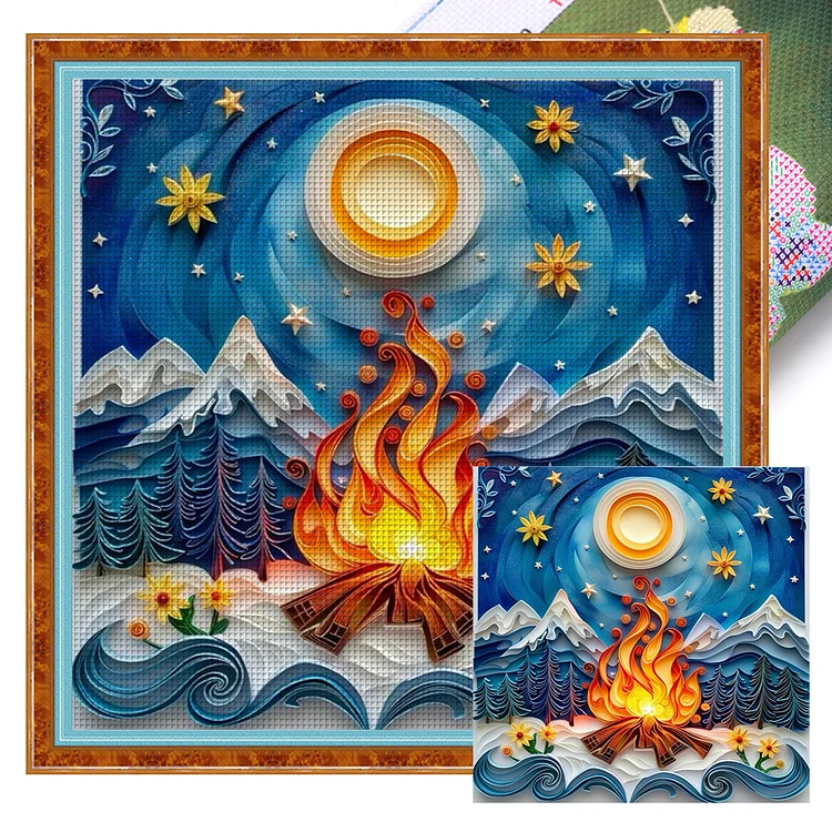 【Huacan Brand】Quilling-Bonfire (40*40cm) 14CT Printed cross stitch gbfke
