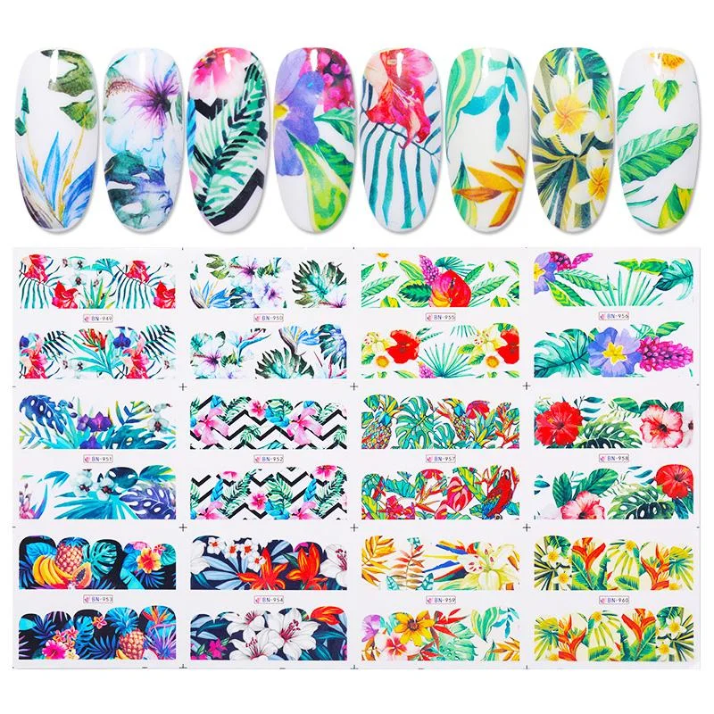 12Pcs Summer Fruit Water Decals Fruit/Kiwi/Banana/Lemon/ Strawberry Designs DIY Nail Stickers Wraps Slider Decoration