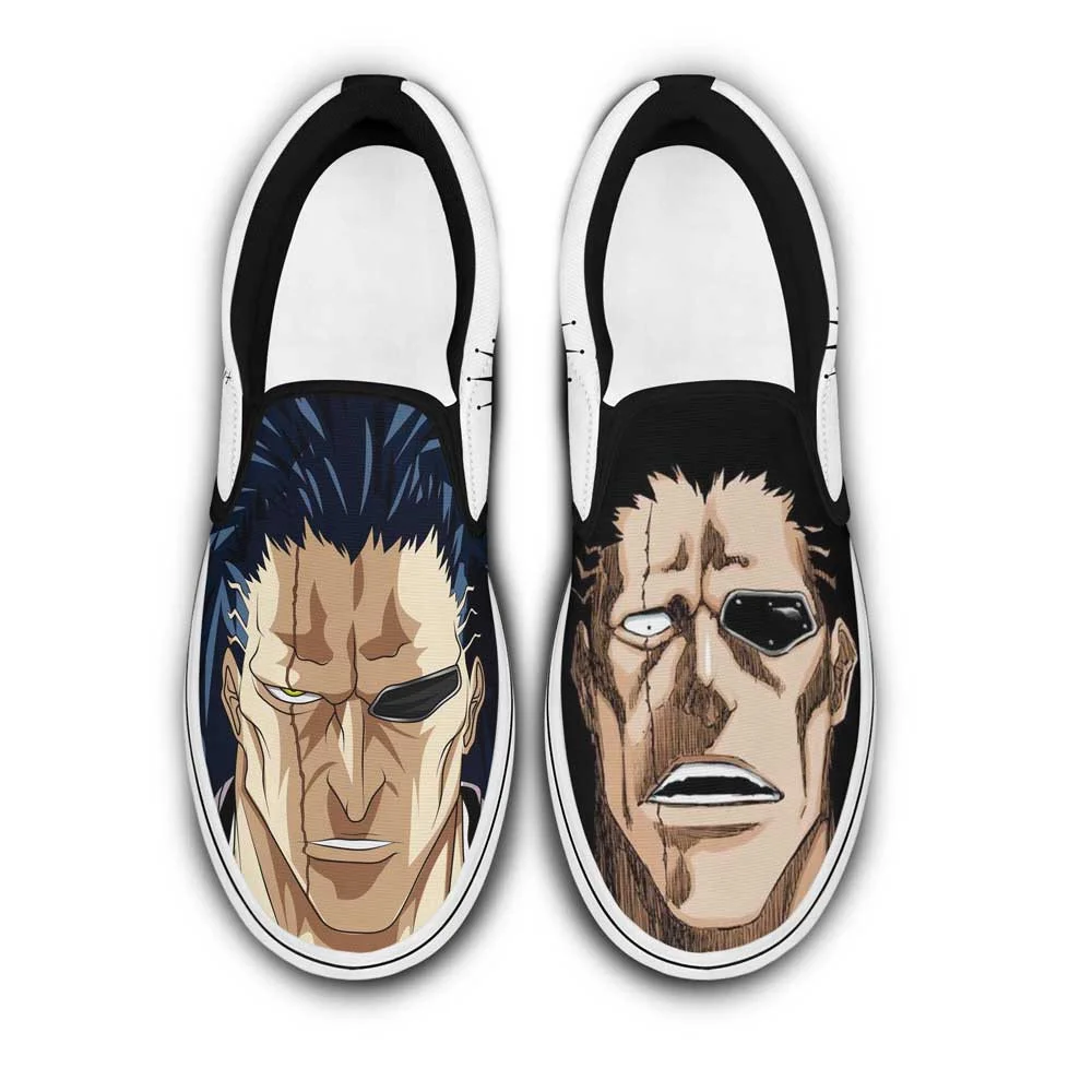 Kingofallstore - Kenpachi Zaraki Slip-On Shoes Canvas Custom Anime Bleach Shoes