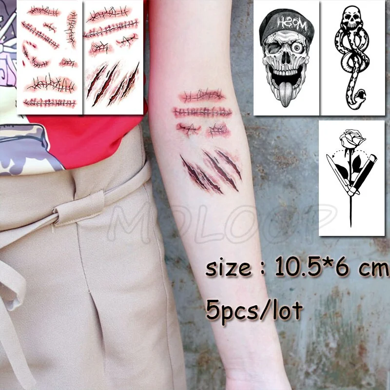5 Pcs Temporary Tattoo Sticker Tree Bird Moon Sun Forest Waterproof Fake Tatto Water Transfer Tatoo Art for Kid Girl Woman Man