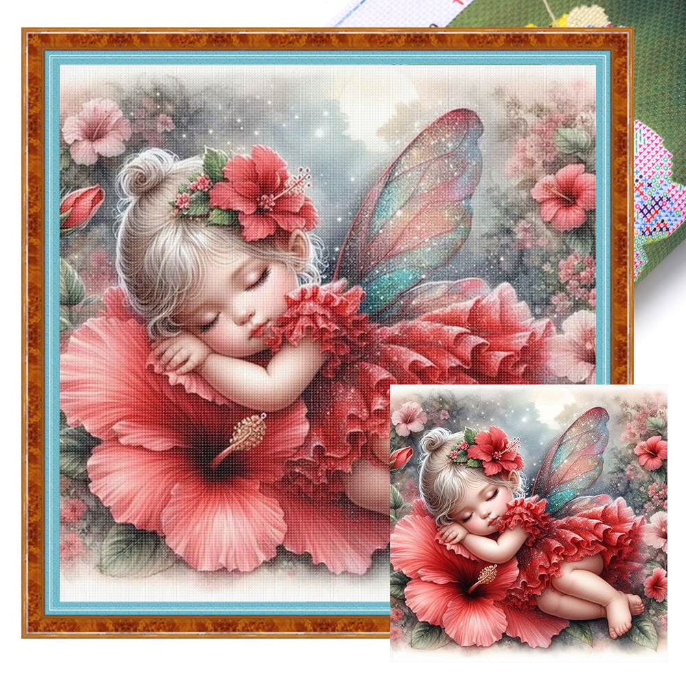 Cute girl Full 11CT Pre-stamped Canvas(40*40cm) Cross Stitch