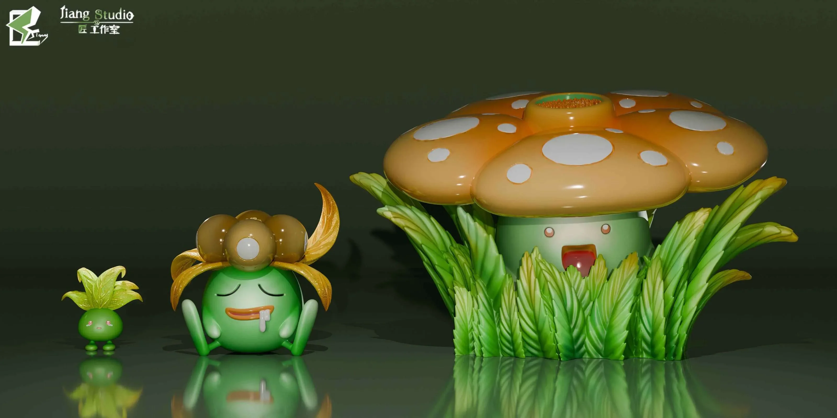 1/20 Scale World Zukan Evolution of Oddish Set - Pokemon Resin