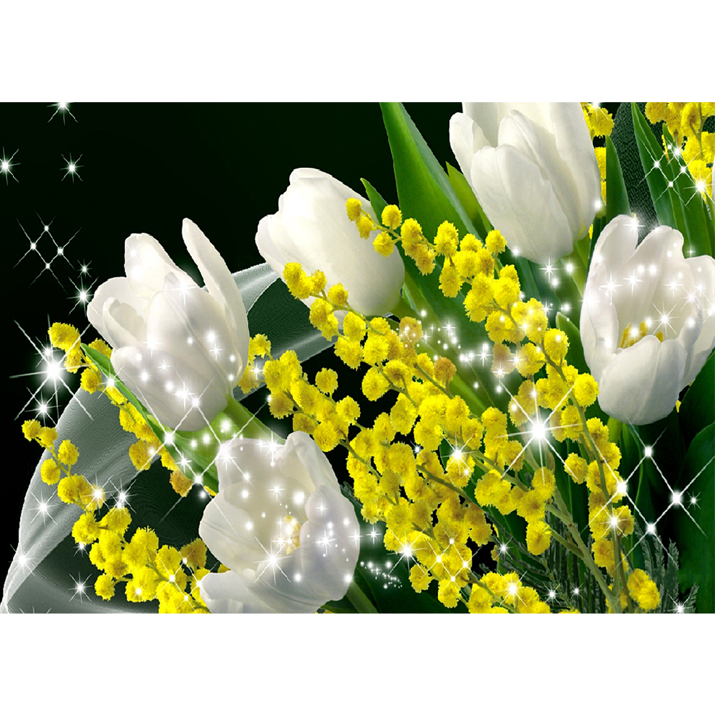 

40*30CM - Round Drill Diamond Painting - Shinning Flowers, 501 Original
