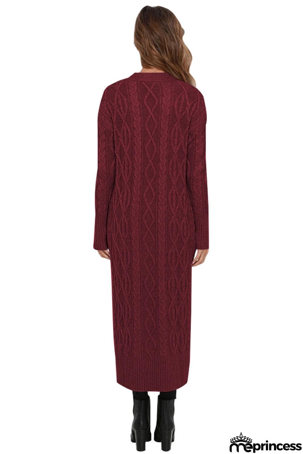 Cable Knit Open Front Long Cardigan