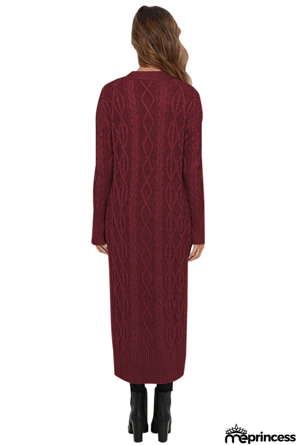 Cable Knit Open Front Long Cardigan