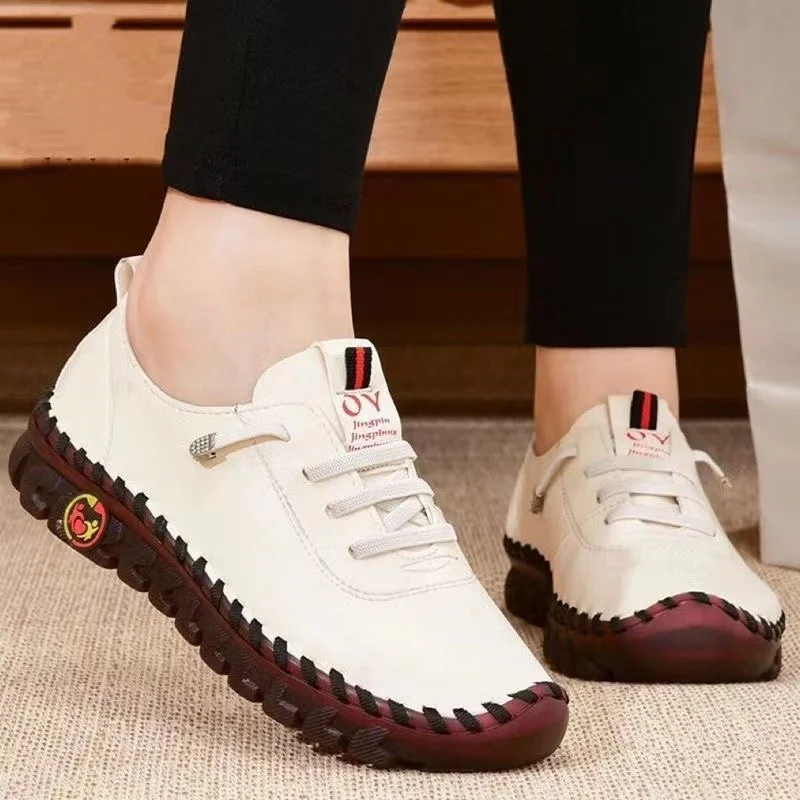 Tanguoant Tanguoant Handmade Stitching Large Size Student Shoes Female Flat Mother Single Shoe Casual Shoes
