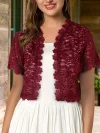 Contrast Lace Open Front Short Sleeve Cardigan for Women