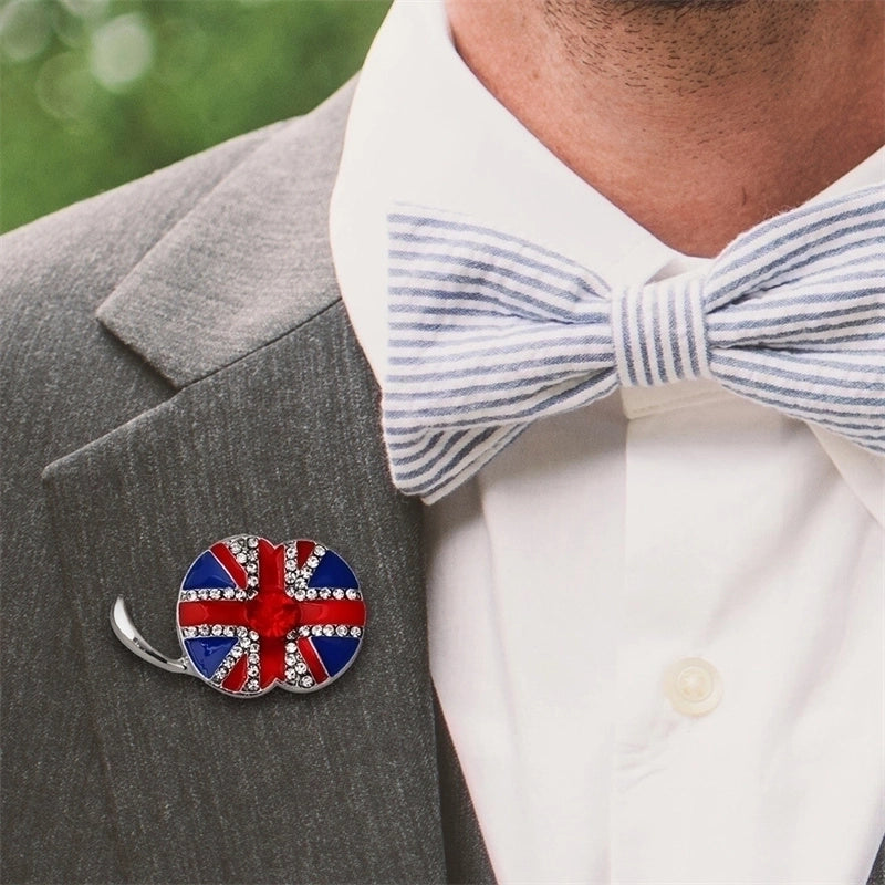 Luxurious Shiny Beetle American Flag Flower Alloy Metal Inlay Crystal Rhinestones Zircon Unisex Corsage Brooches Collar Pin