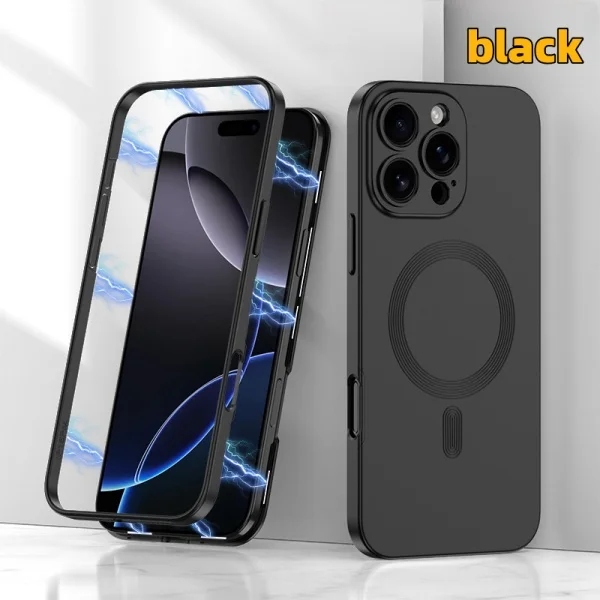 Suitable For Apple 16promax Mobile Phone Case Frosted Magnetic Suction Protective Cover Two In One