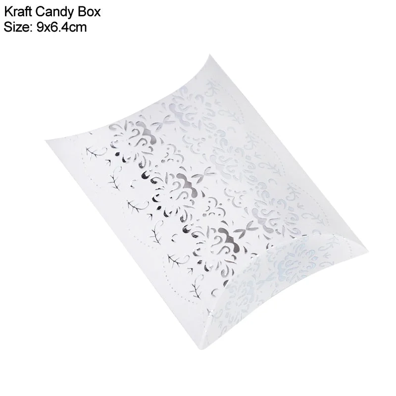 10/20/30Pcs Pillow Candy Box Kraft Paper Christmas Gift Packaging Boxes Candy Bags Wedding Favors Birthday Party Decorations
