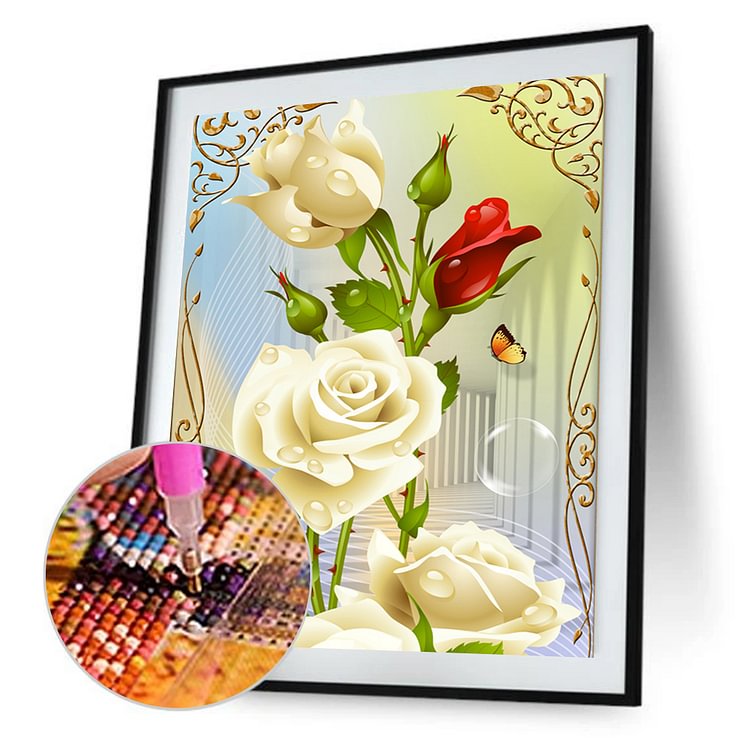 Rose Flower  Special Shape Diamond Painting 30*56cm
