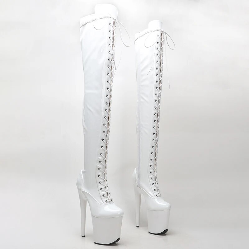 TAAFO 20CM/8inches Patent Upper Lady High Heel Platform Pole Dance Boots