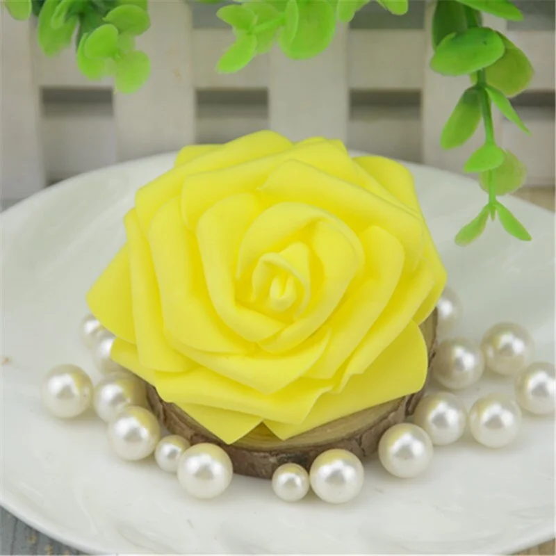 50pcs 7CM Artificial Foam Roses Flower Heads For Home Wedding Decoration Scrapbooking PE Flower DIY Kissing Balls Craft Multi